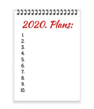 2020 plans on notebook paper. Vector illustration Stock Illustration