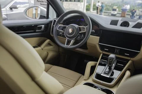 2020 porsche cayenne during presentation in Armenia. Armenia, Tsaghkadzor. .. Stock Photos