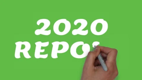 2020 report handwriting text on green screen. Animation Stock Footage