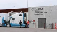 2020 - Shipping And Trucking At The Us Mexico Border Customs Area Increases Stock Footage