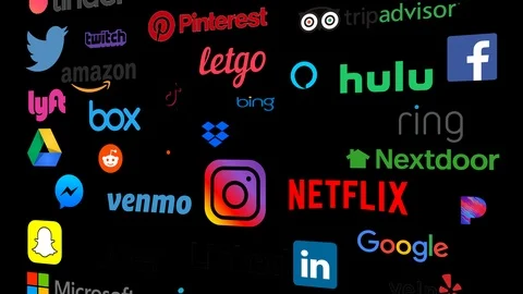 2020 Social Media Logo Loop with Alpha Video stock 110265565