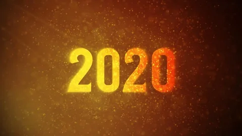"2020" text in front of beautiful golden particles, glitters  Stock Footage 113485360
