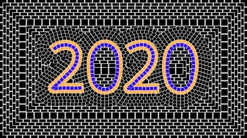 2020 typography on a mosaic background. Stock Illustration