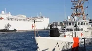 2020 - U.s. Navy Hospital Ship Mercy Arrives In Los Angeles To Fight The Stock Footage
