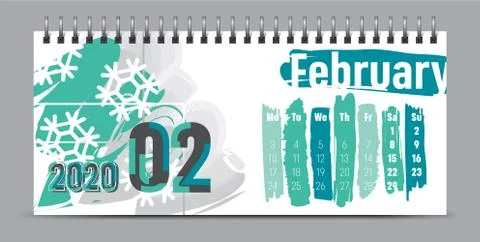 2020 vector calendar design, typography, illustration. Stock Illustration