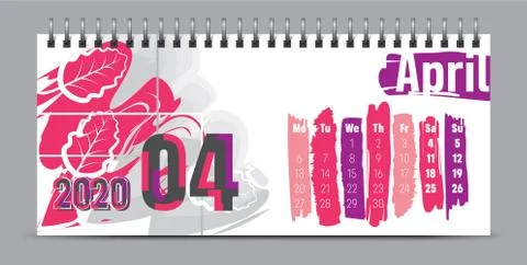 2020 vector calendar design, typography, illustration. Stock Illustration