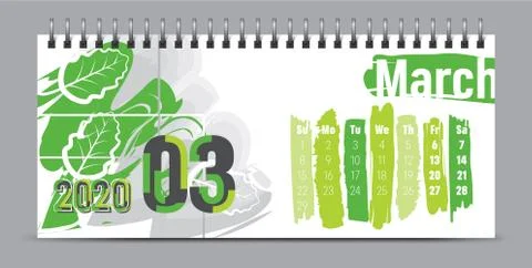 2020 vector calendar design, typography, illustration. Stock Illustration
