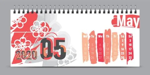 2020 vector calendar design, typography, illustration. Stock Illustration