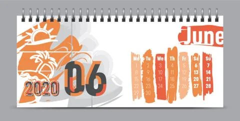 2020 vector calendar design, typography, illustration. Stock Illustration