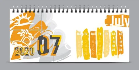 2020 vector calendar design, typography, illustration. Stock Illustration