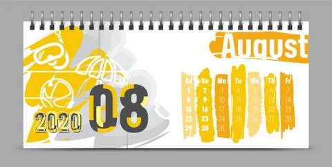 2020 vector calendar design, typography, illustration. Stock Illustration