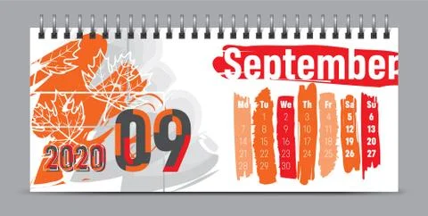 2020 vector calendar design, typography, illustration. Stock Illustration