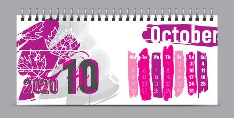 2020 vector calendar design, typography, illustration. Stock Illustration