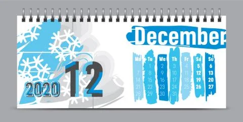2020 vector calendar design, typography, illustration. Stock Illustration