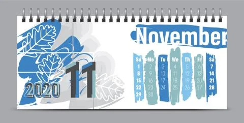 2020 vector calendar design, typography, illustration. Stock Illustration
