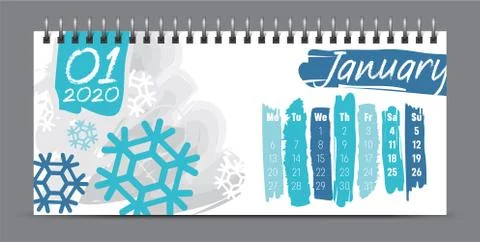 2020 vector calendar design, typography, illustration. Stock Illustration