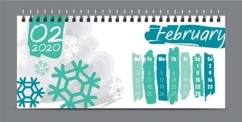 2020 vector calendar design, typography, illustration. Stock Illustration