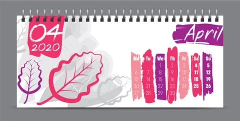 2020 vector calendar design, typography, illustration. Stock Illustration