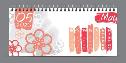 2020 vector calendar design, typography, illustration. Stock Illustration