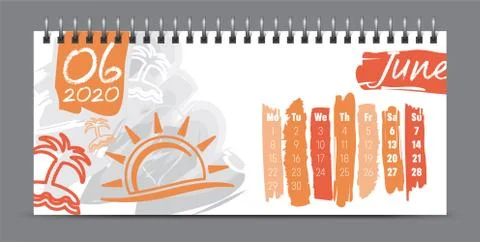 2020 vector calendar design, typography, illustration. Stock Illustration