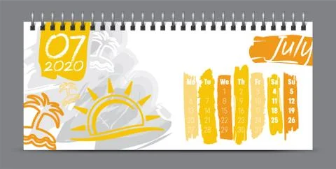 2020 vector calendar design, typography, illustration. Stock Illustration