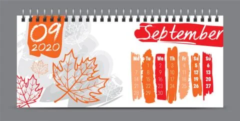 2020 vector calendar design, typography, illustration. Stock Illustration