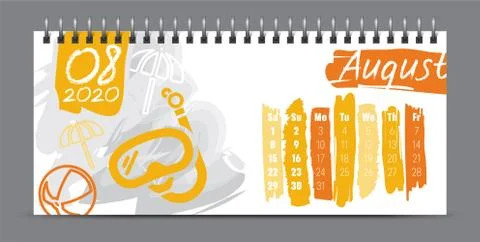 2020 vector calendar design, typography, illustration. Stock Illustration