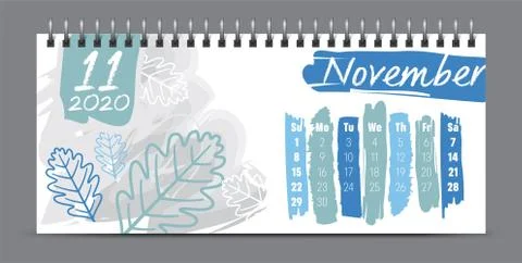 2020 vector calendar design, typography, illustration. Stock Illustration