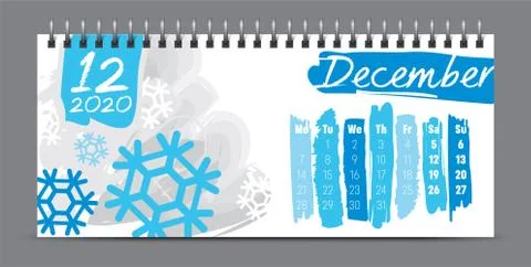 2020 vector calendar design, typography, illustration. Stock Illustration