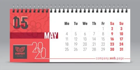 2020 vector calendar design, typography, illustration. Stock Illustration