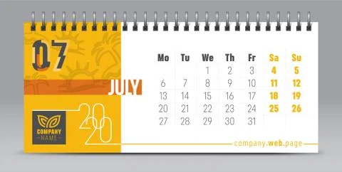 2020 vector calendar design, typography, illustration. Stock Illustration