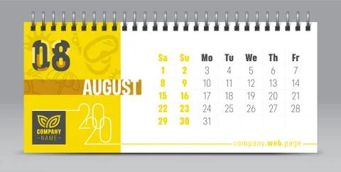 2020 vector calendar design, typography, illustration. Stock Illustration
