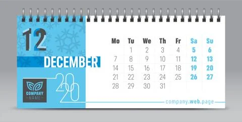 2020 vector calendar design, typography, illustration. Stock Illustration