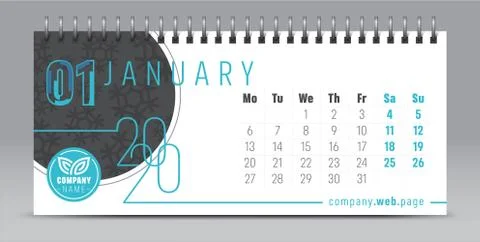 2020 vector calendar design, typography, illustration. Stock Illustration