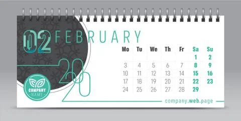 2020 vector calendar design, typography, illustration. Stock Illustration