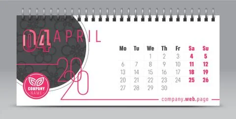 2020 vector calendar design, typography, illustration. Stock Illustration