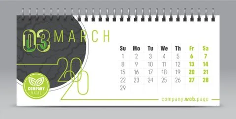 2020 vector calendar design, typography, illustration. Stock Illustration