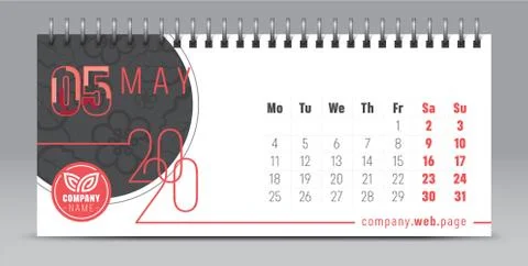 2020 vector calendar design, typography, illustration. Stock Illustration