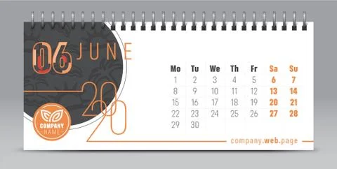 2020 vector calendar design, typography, illustration. Stock Illustration