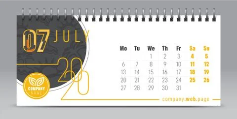 2020 vector calendar design, typography, illustration. Stock Illustration