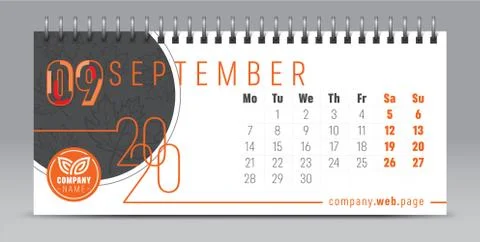 2020 vector calendar design, typography, illustration. Stock Illustration