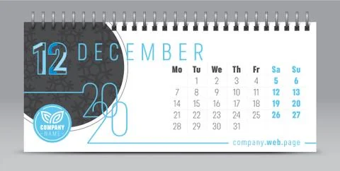 2020 vector calendar design, typography, illustration. Stock Illustration