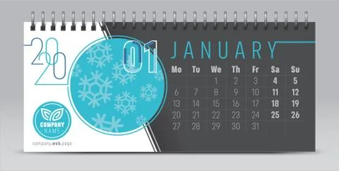 2020 vector calendar design, typography, illustration. Stock Illustration