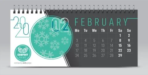 2020 vector calendar design, typography, illustration. Stock Illustration