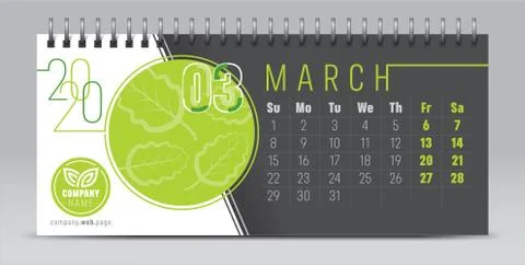 2020 vector calendar design, typography, illustration. Stock Illustration