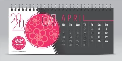 2020 vector calendar design, typography, illustration. Stock Illustration