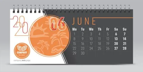 2020 vector calendar design, typography, illustration. Stock Illustration
