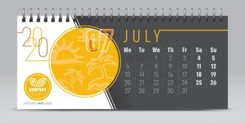 2020 vector calendar design, typography, illustration. Stock Illustration