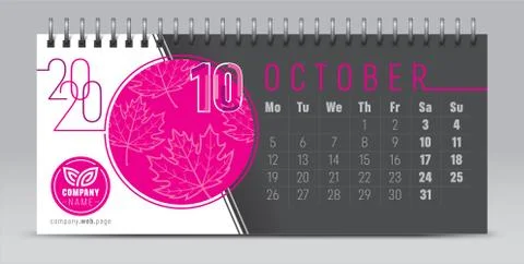 2020 vector calendar design, typography, illustration. Stock Illustration