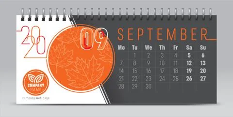 2020 vector calendar design, typography, illustration. Stock Illustration